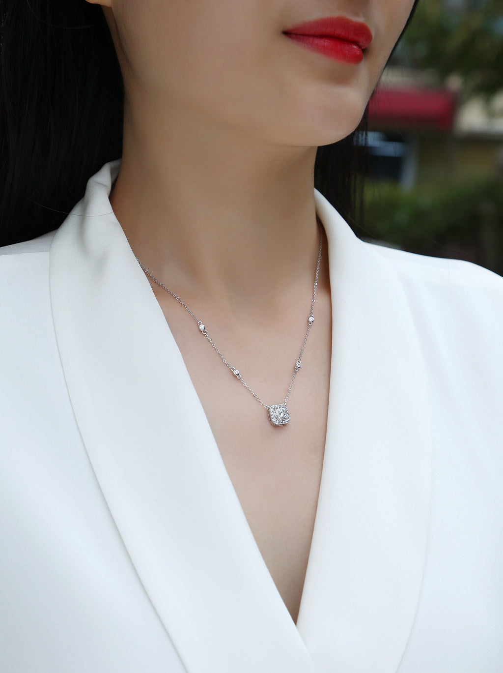 Flower Love Diamond Pendant - 1 Carat Moissanite Sterling Silver