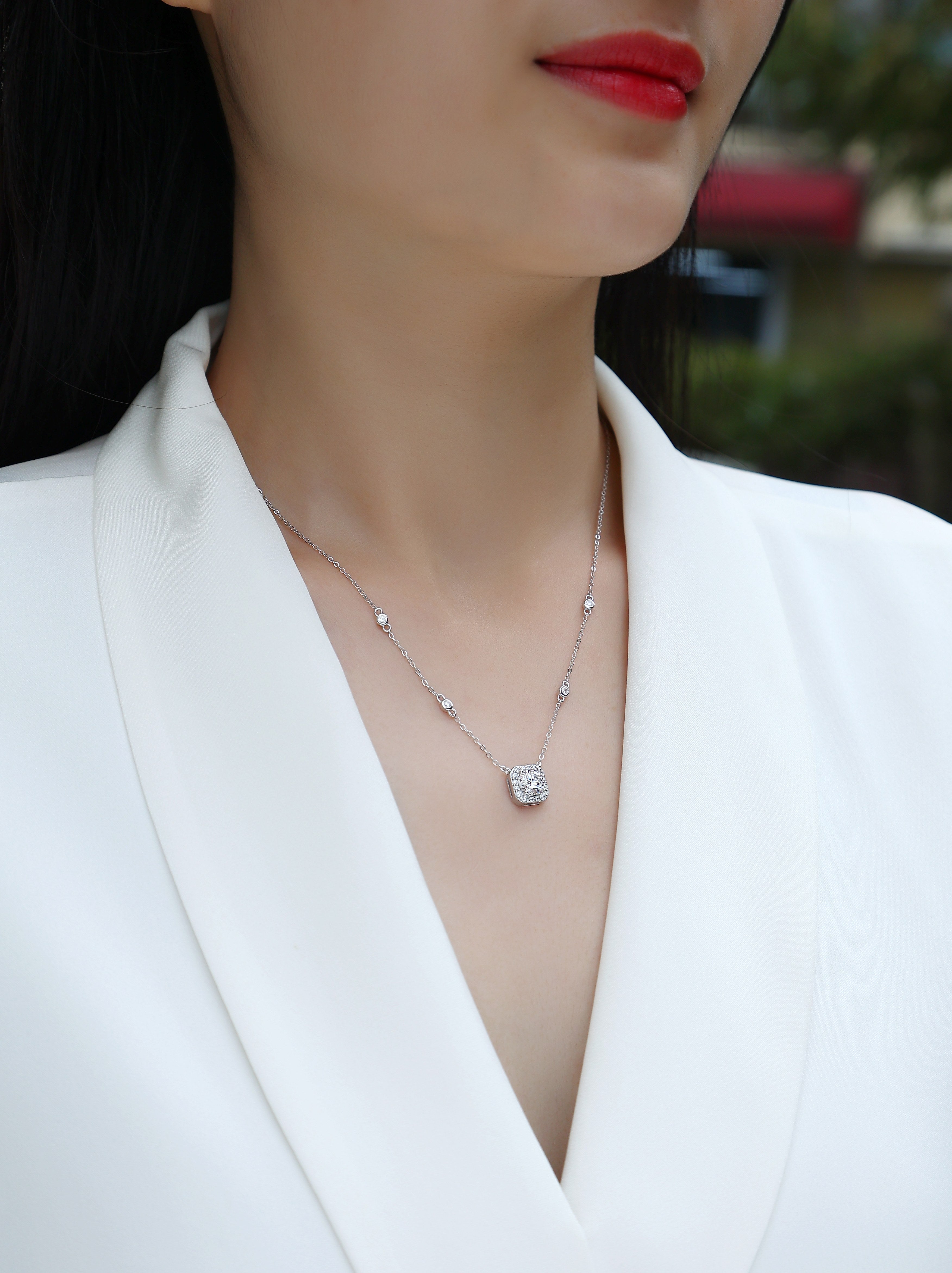 Flower Love Diamond Pendant - 1 Carat Moissanite Sterling Silver