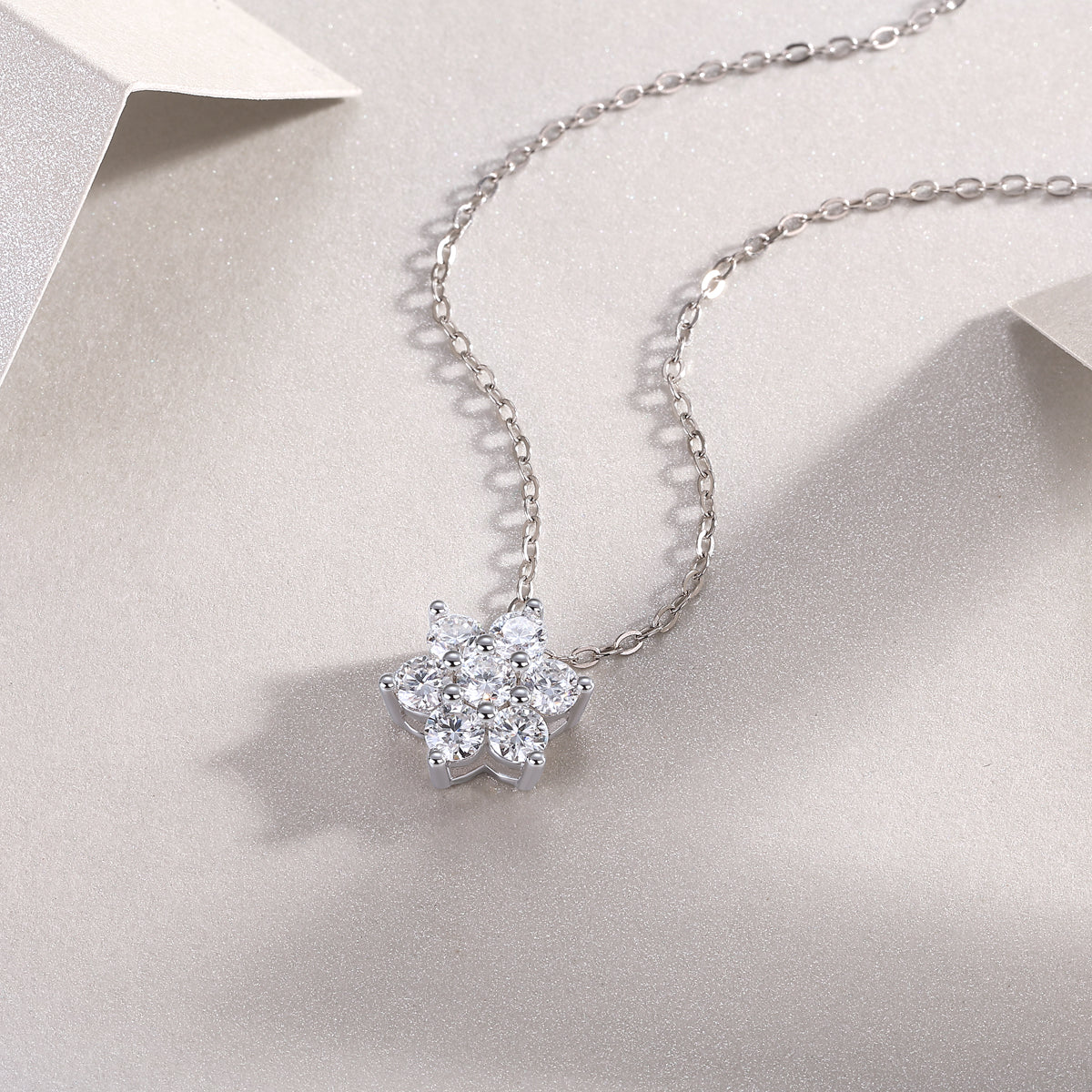 Snowflake Diamond Pendant Necklace - Moissanite Sterling Silver