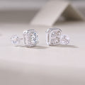 Heart Rose Luxury Diamond Stud Earrings - Moissanite Silver