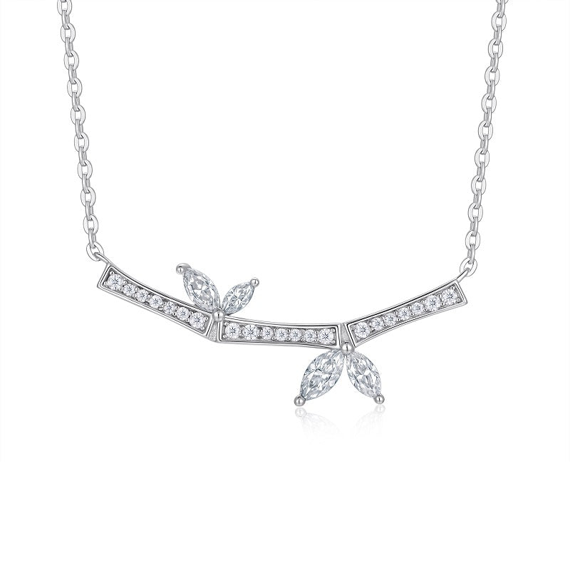 Butterfly Moissanite Pendant Necklace - Platinum Plated S925 Silver