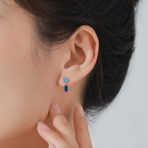 Blue Crystal Jewelry Set - Ring, Necklace & Earrings S925 Silver
