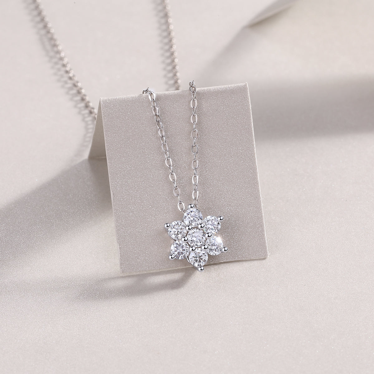 Snowflake Diamond Pendant Necklace - Moissanite Sterling Silver