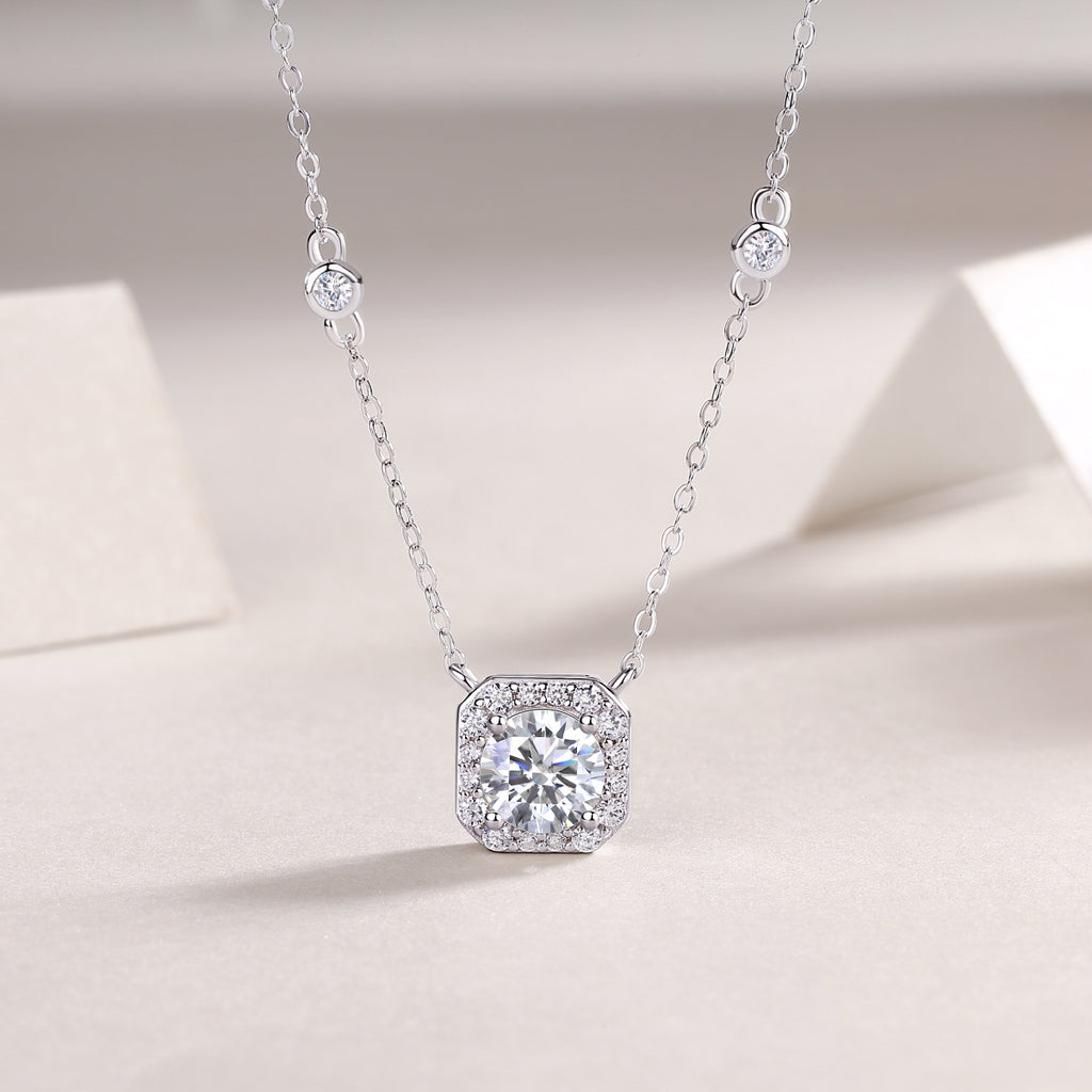 Flower Love Diamond Pendant - 1 Carat Moissanite Sterling Silver