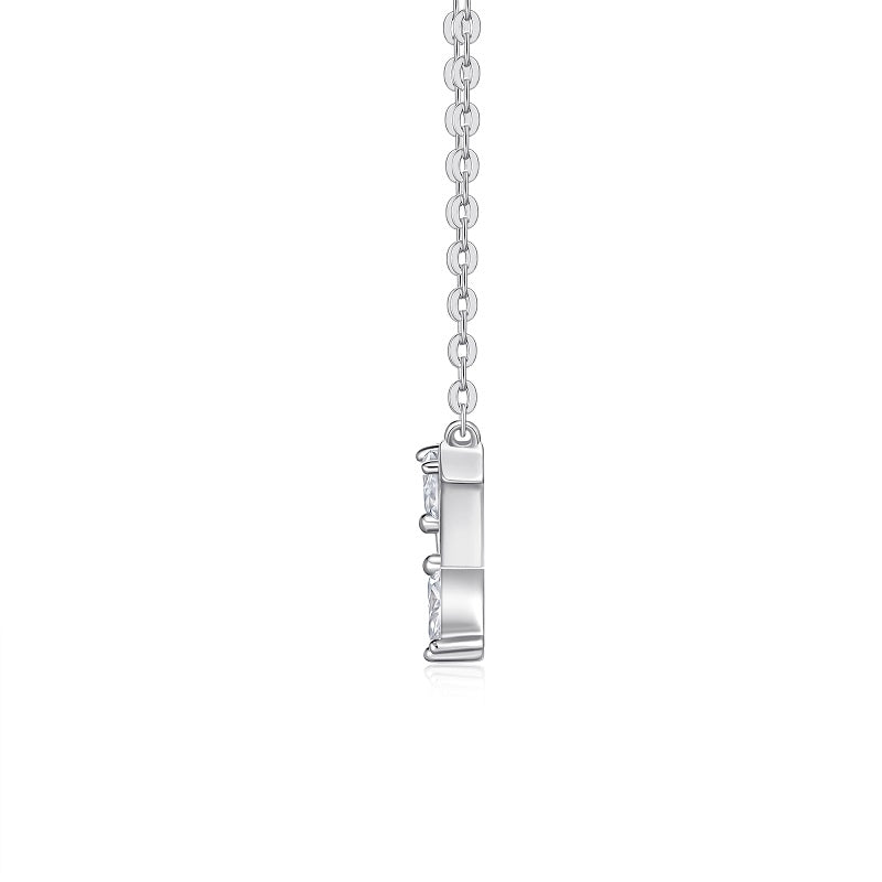 Butterfly Moissanite Pendant Necklace - Platinum Plated S925 Silver