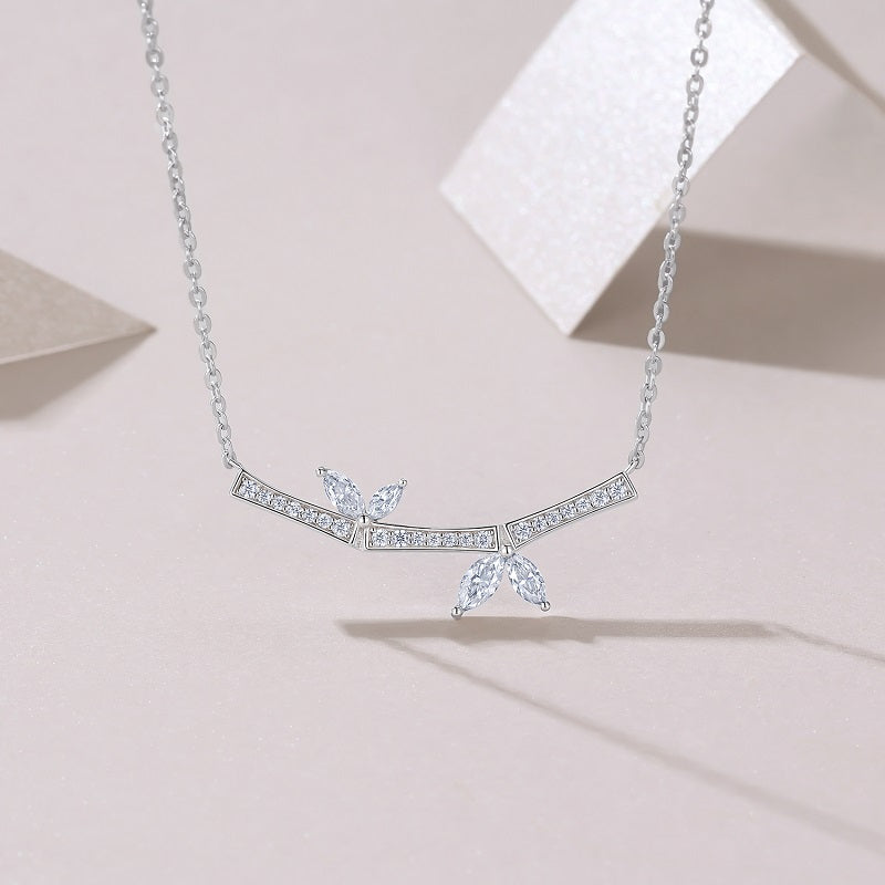 Butterfly Moissanite Pendant Necklace - Platinum Plated S925 Silver