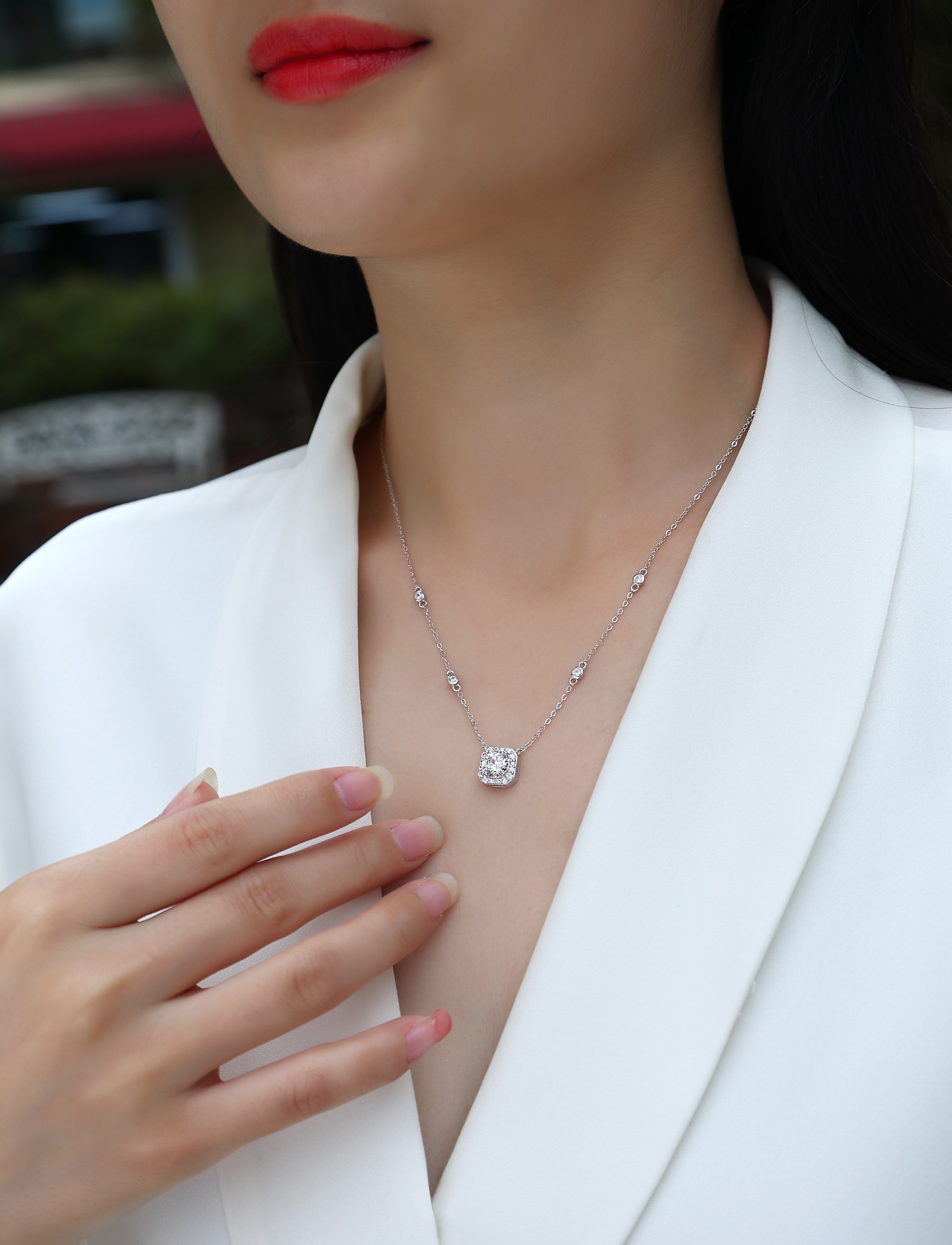 Flower Love Diamond Pendant - 1 Carat Moissanite Sterling Silver