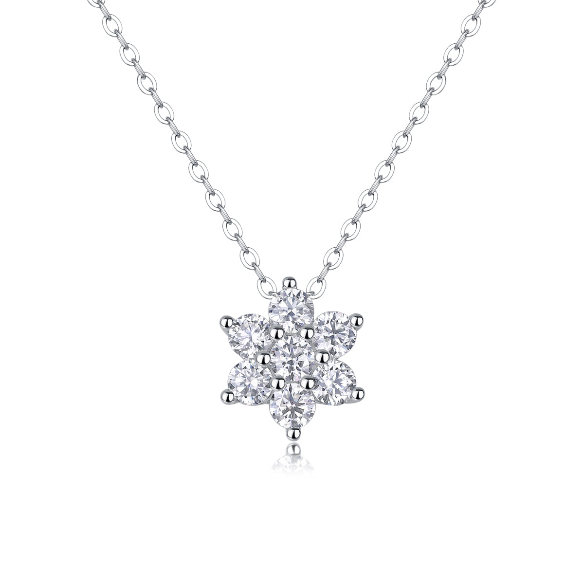 Snowflake Diamond Pendant Necklace - Moissanite Sterling Silver