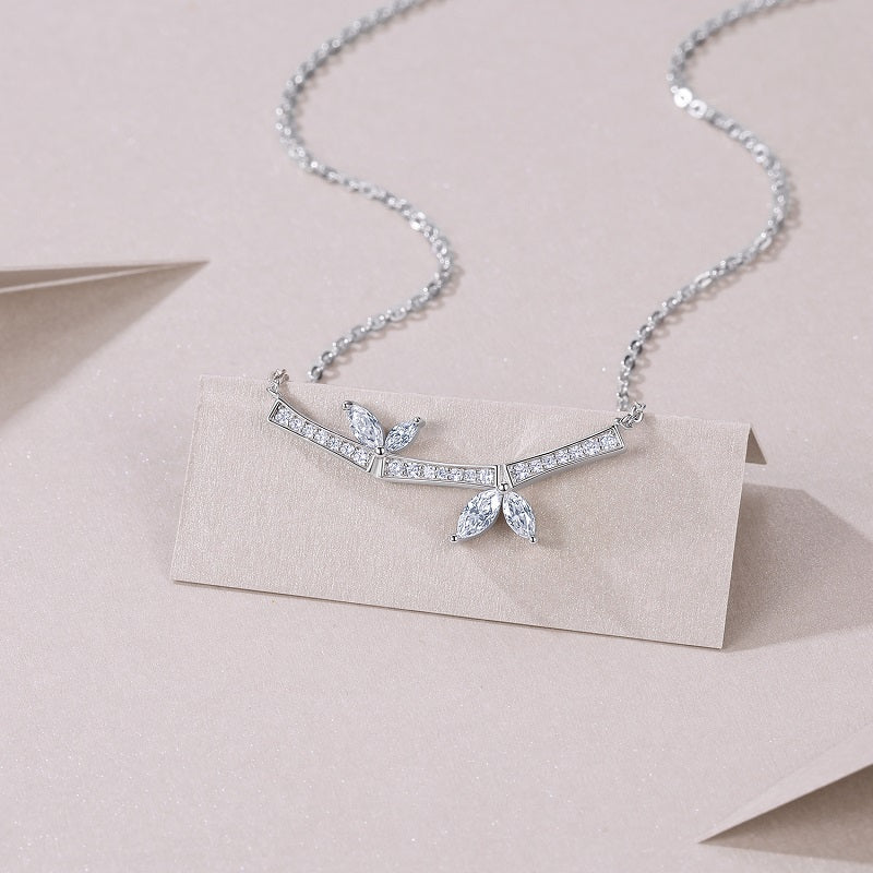 Butterfly Moissanite Pendant Necklace - Platinum Plated S925 Silver