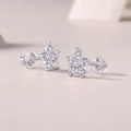 Paris Flower Moissanite Dimond Look Stud Earrings - S925 Sterling Silver