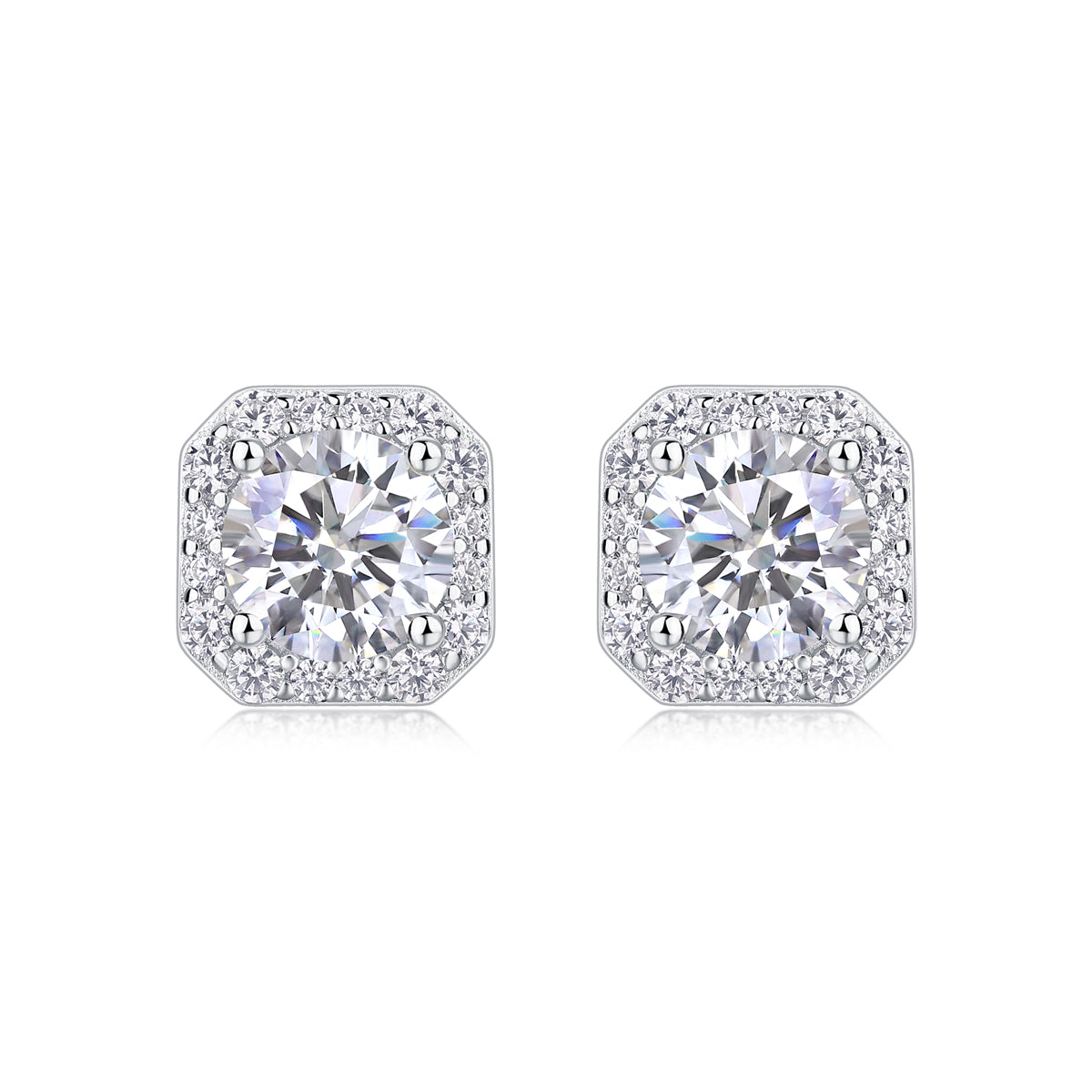 Heart Rose Luxury Diamond Stud Earrings - Moissanite Silver