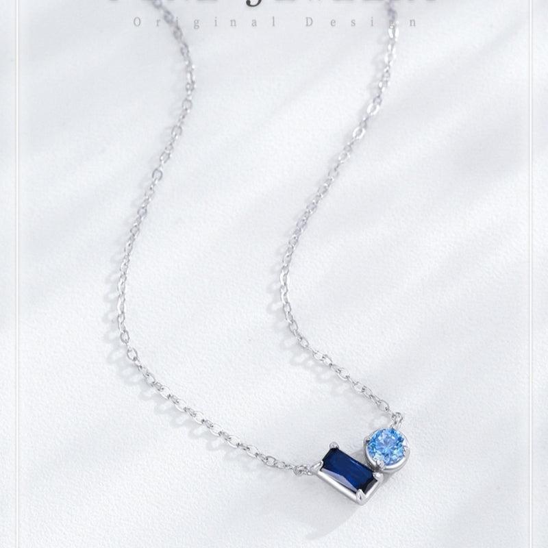 Blue Crystal Jewelry Set - Ring, Necklace & Earrings S925 Silver