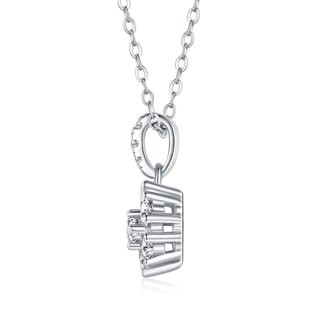 Snowflake Diamond Pendant Necklace - Sterling Silver